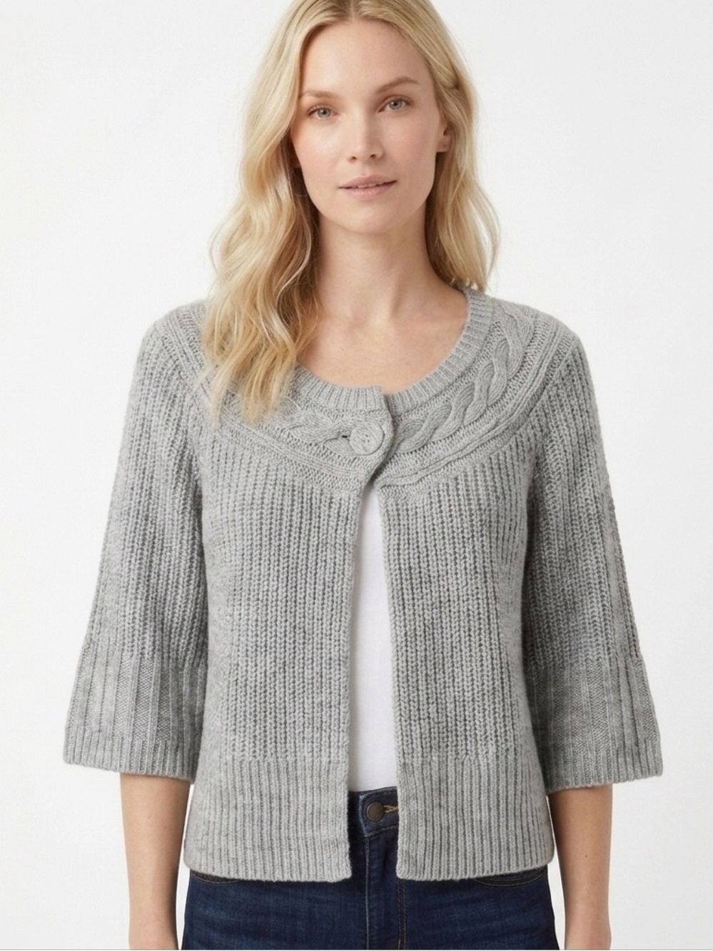 White House Black Market Gray Cardigan Sweater XS